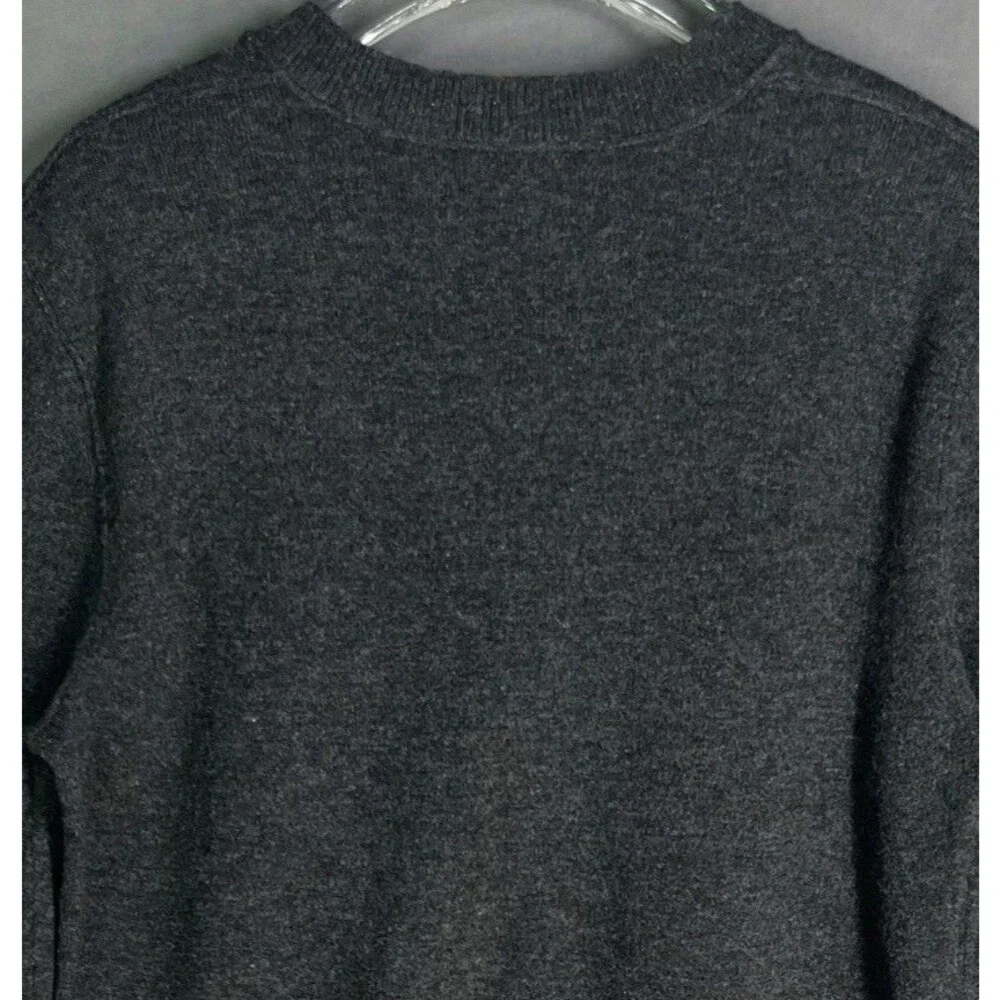 VNTG Banana Republic Mens S Sweater Lambswool Cashmere Gray Elbow Pads V-Neck